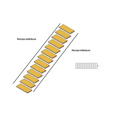 ESCALIER limon central  CELESTE DROIT  bois,  métal, lisses inox