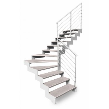 escalier moderne intérieur DOUBLE LIMON  IMAGINE PRESTIGE LASER HETRE 2/4 TOURNANT  marches bois, limons INOX