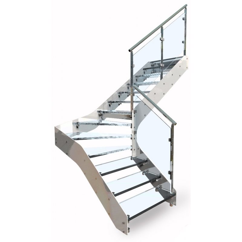 ESCALIER IMAGINE PRESTIGE LINEAR HETRE  marches bois, limons INOX 