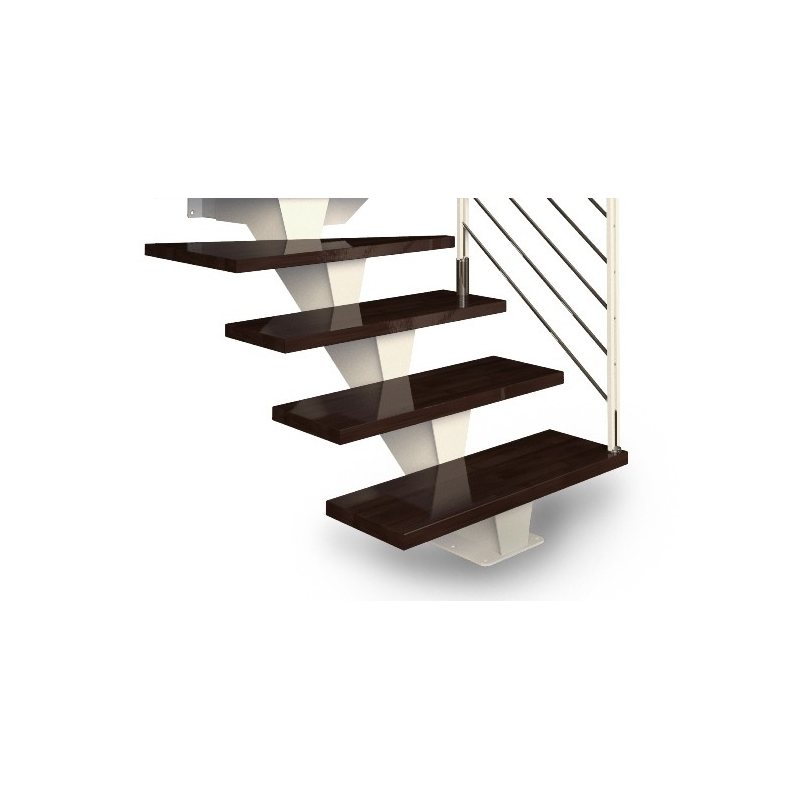 CELESTE escalier droit petite hauteur en métal et marche bois