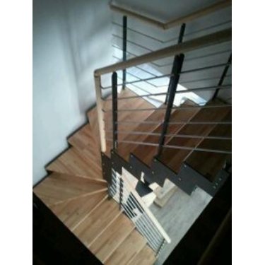 escalier quart tournant haut  DOUBLE LIMON  IMAGINE PRESTIGE LASER HETRE 2/4 TOURNANT  marches bois, limons INOX