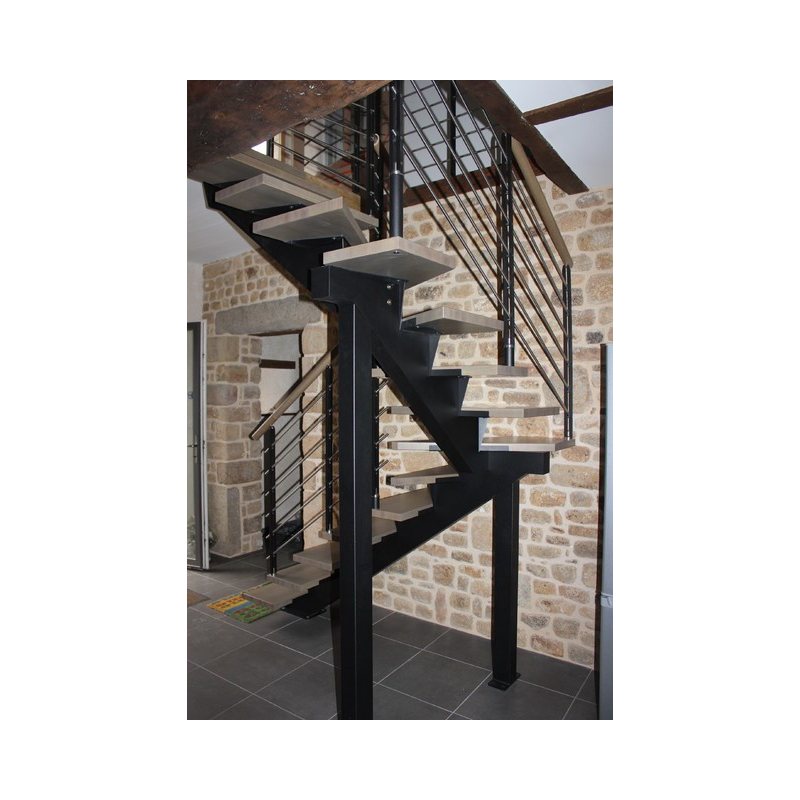 Tarif escalier sur mesure limon central Celeste 2 quart tournant metal lisse inox